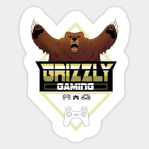 Gamer bear logo Logo Sticker TeePublic